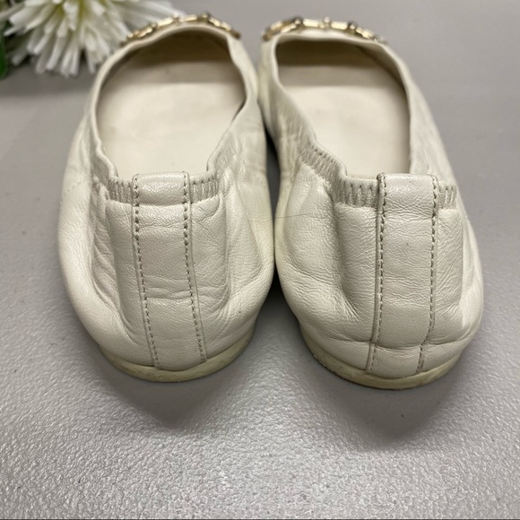 Gucci White Cream Leather Ballet Flats Shoes 37.5 - Picture 4 of 8